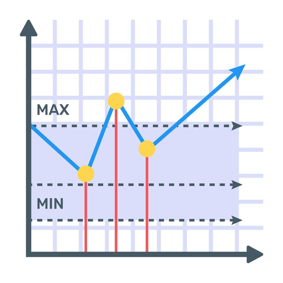 un icono plano de gráfico de líneas vector