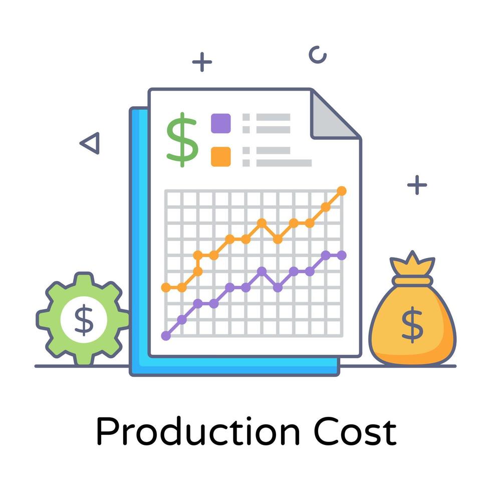 icono de estilo moderno del costo de producción vector