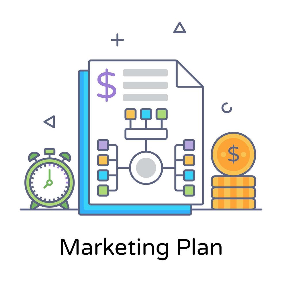 A marketing plan flat outline vector