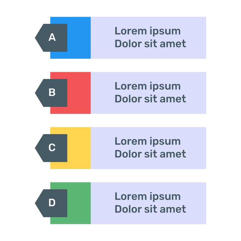icono de infografía de etiquetas de paso en diseño plano vector