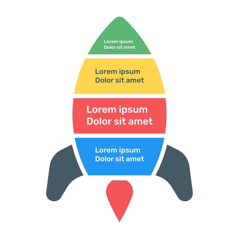 Infographic in rocket, flat icon of startup infographic vector
