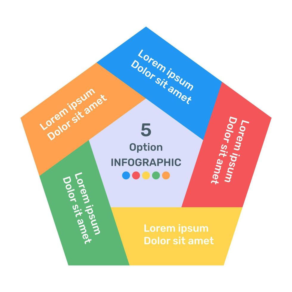 gráfico penta con representación empresarial en icono plano vector