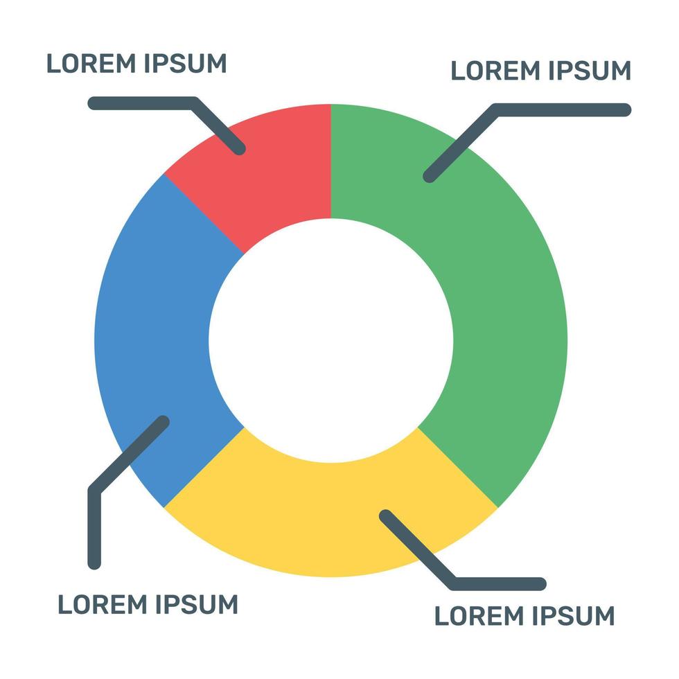 una infografía moderna que muestra un gráfico circular múltiple en un icono plano vector