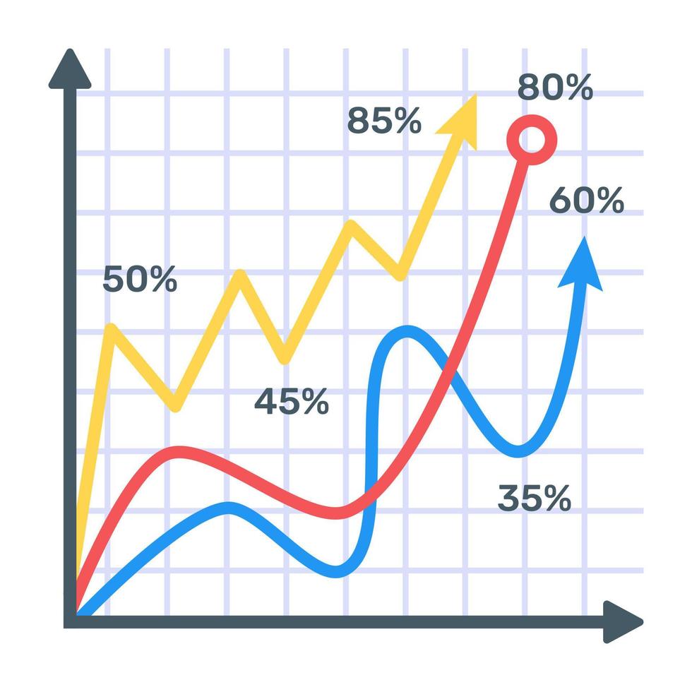 A flat icon of line graph vector