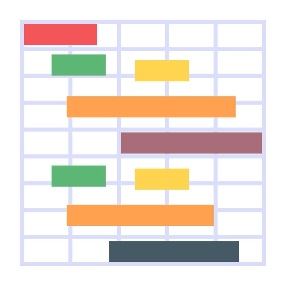 un icono de gráfico de Gantt perfecto en diseño plano vector