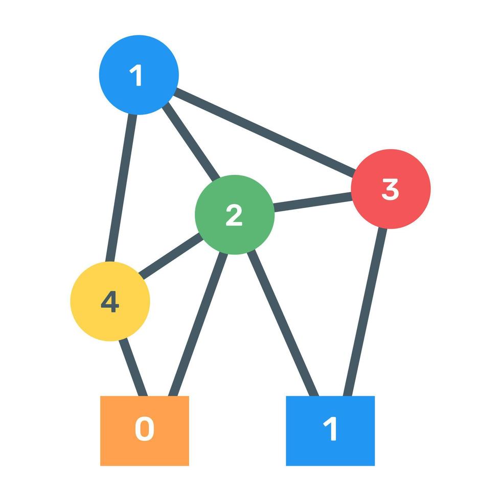 A binary tree diagram icon in flat design vector