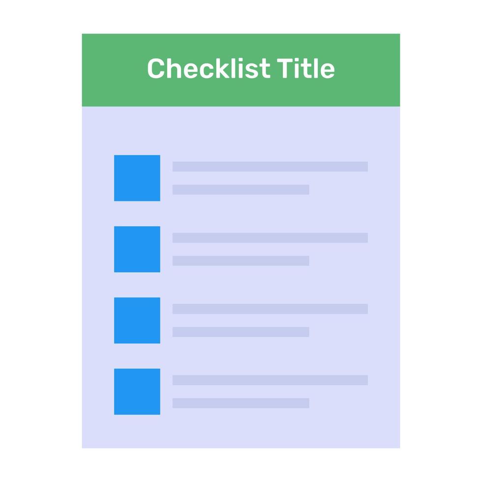 A flat vector of checklist template, editable design