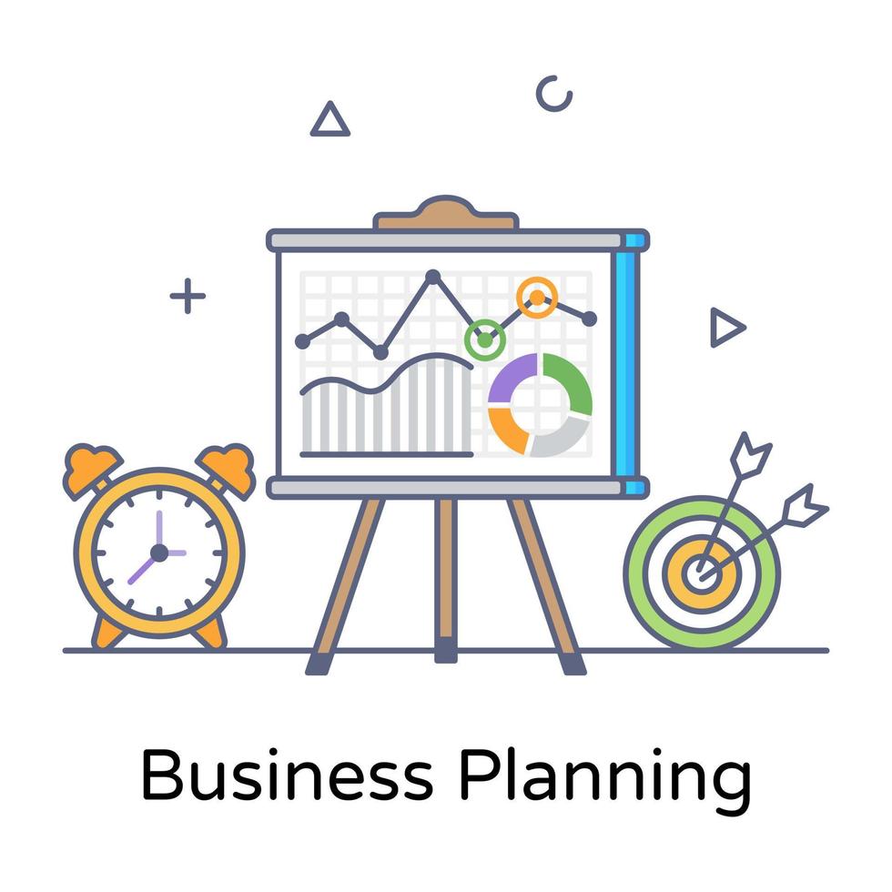 Trendy flat outline design of business planning icon vector