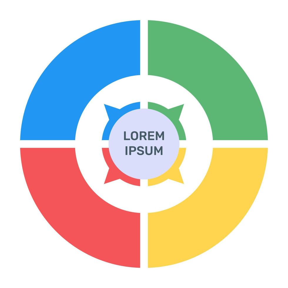 una infografía moderna que muestra un gráfico circular múltiple en un icono plano vector