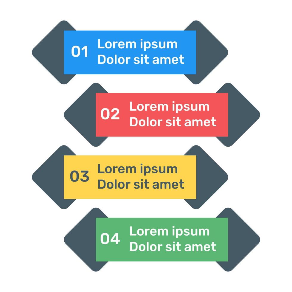 icono de infografía de etiquetas de paso en diseño plano vector