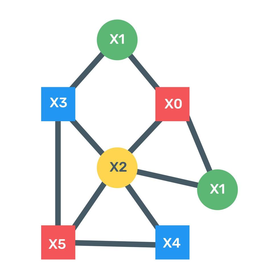 un icono de diagrama de árbol binario en diseño plano vector