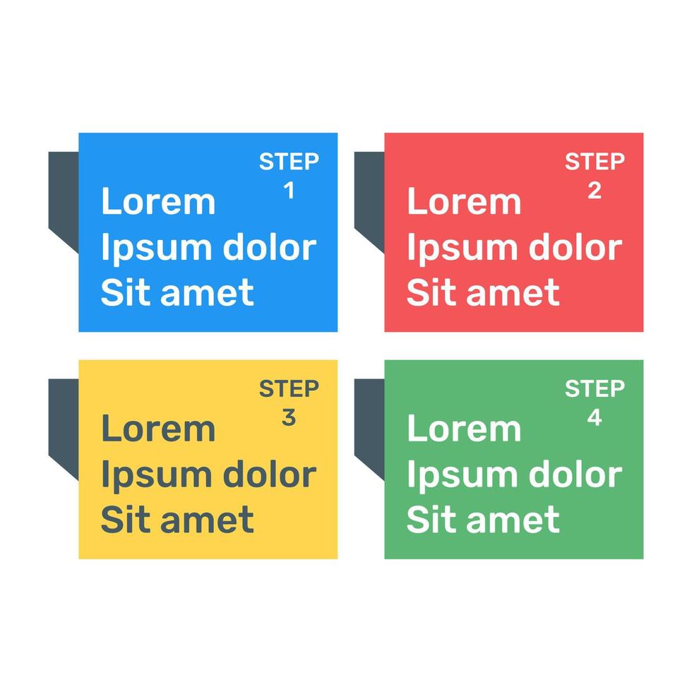 icono de infografía de etiquetas de paso en diseño plano vector