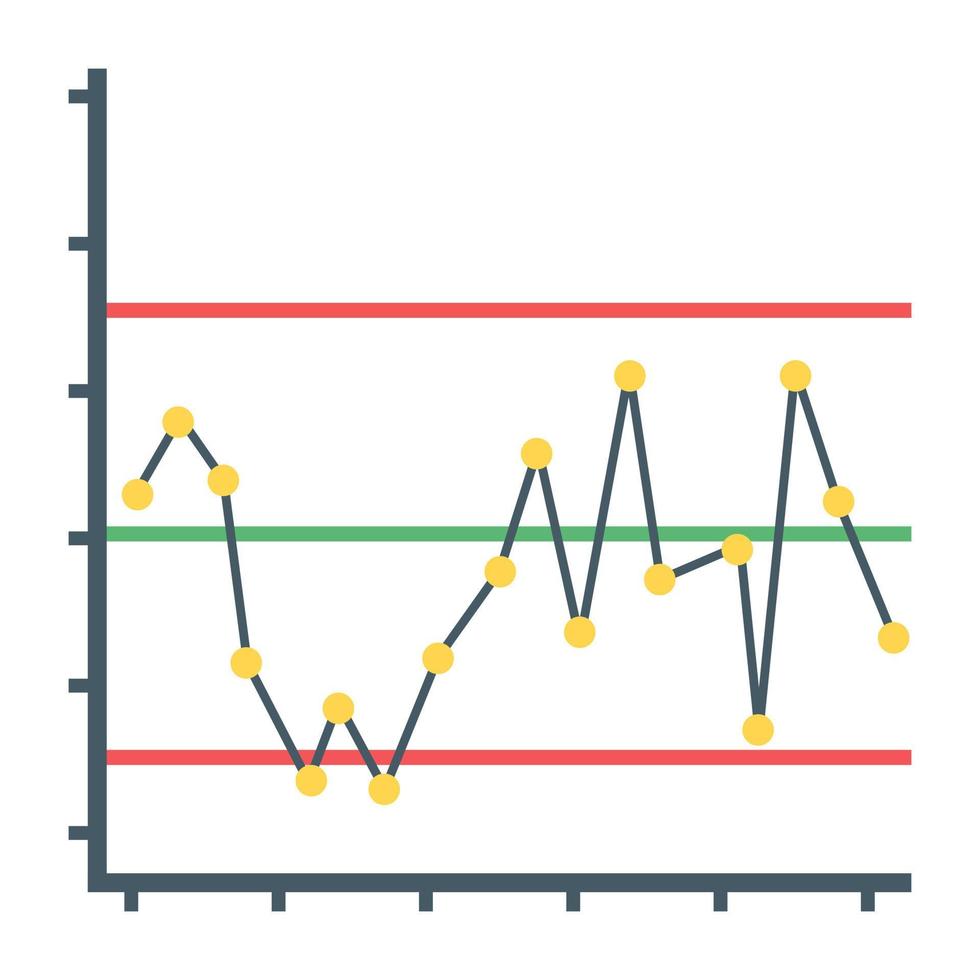 icono plano de gráfico de líneas, concepto de informe financiero vector