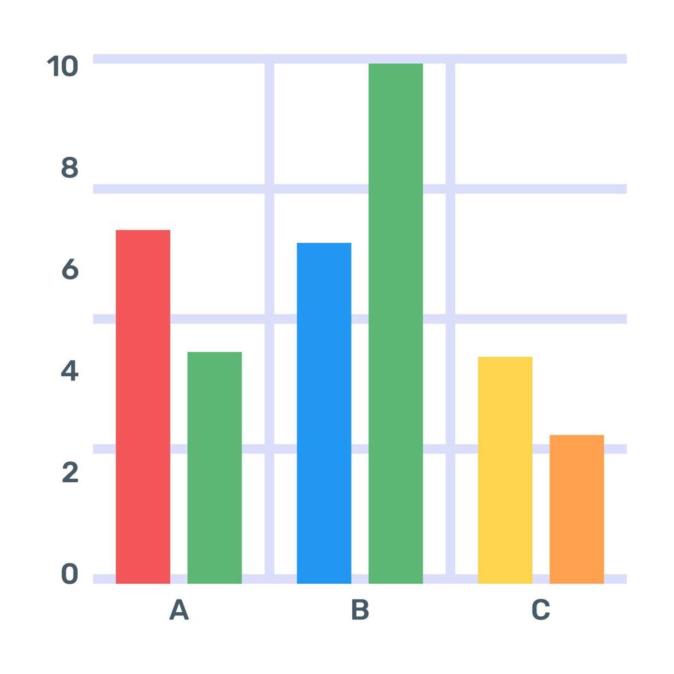 A flat editable icon of pareto analytics vector