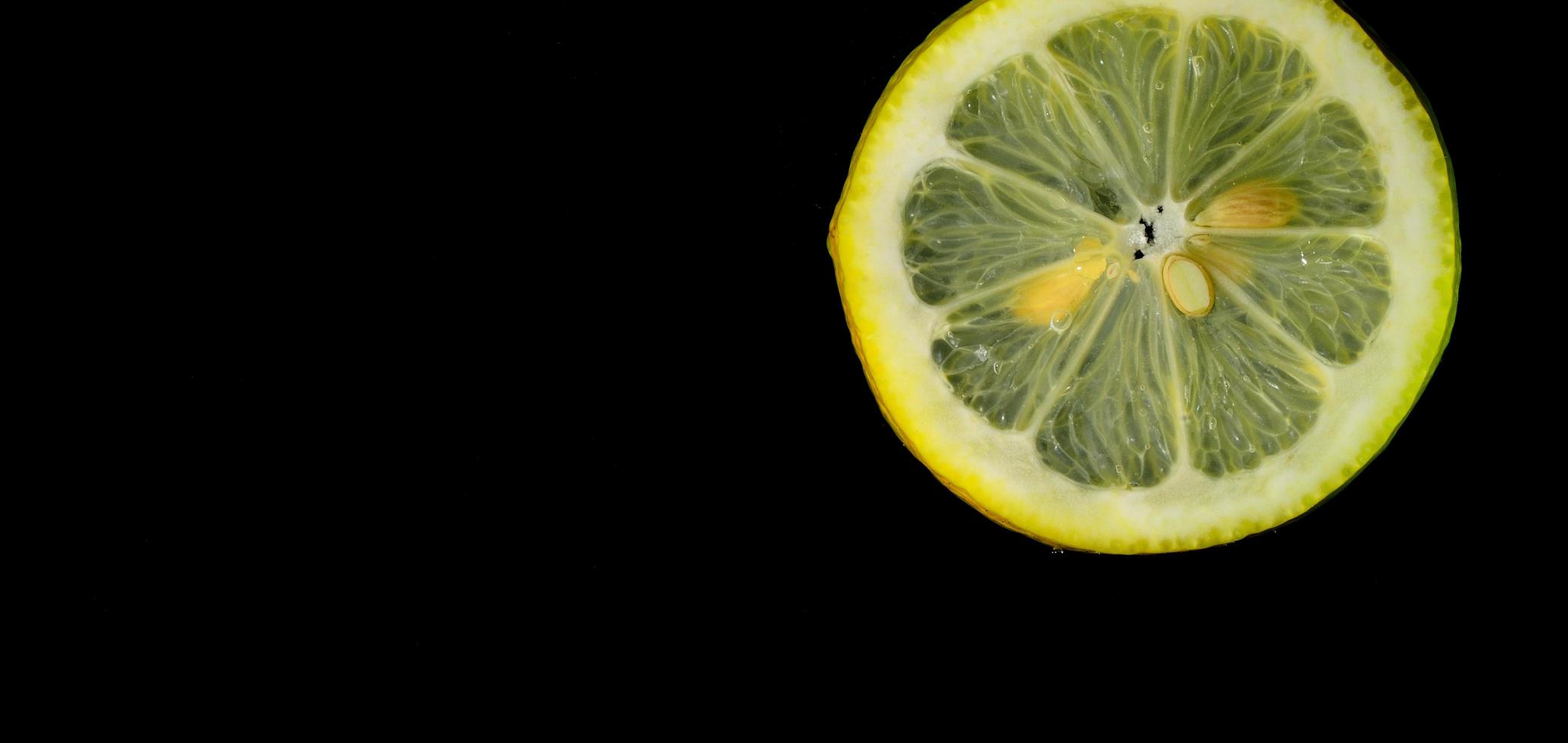 lemon wedge and black panorama photo