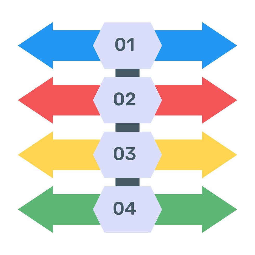 Business data representation through arrows infographic in flat icon vector