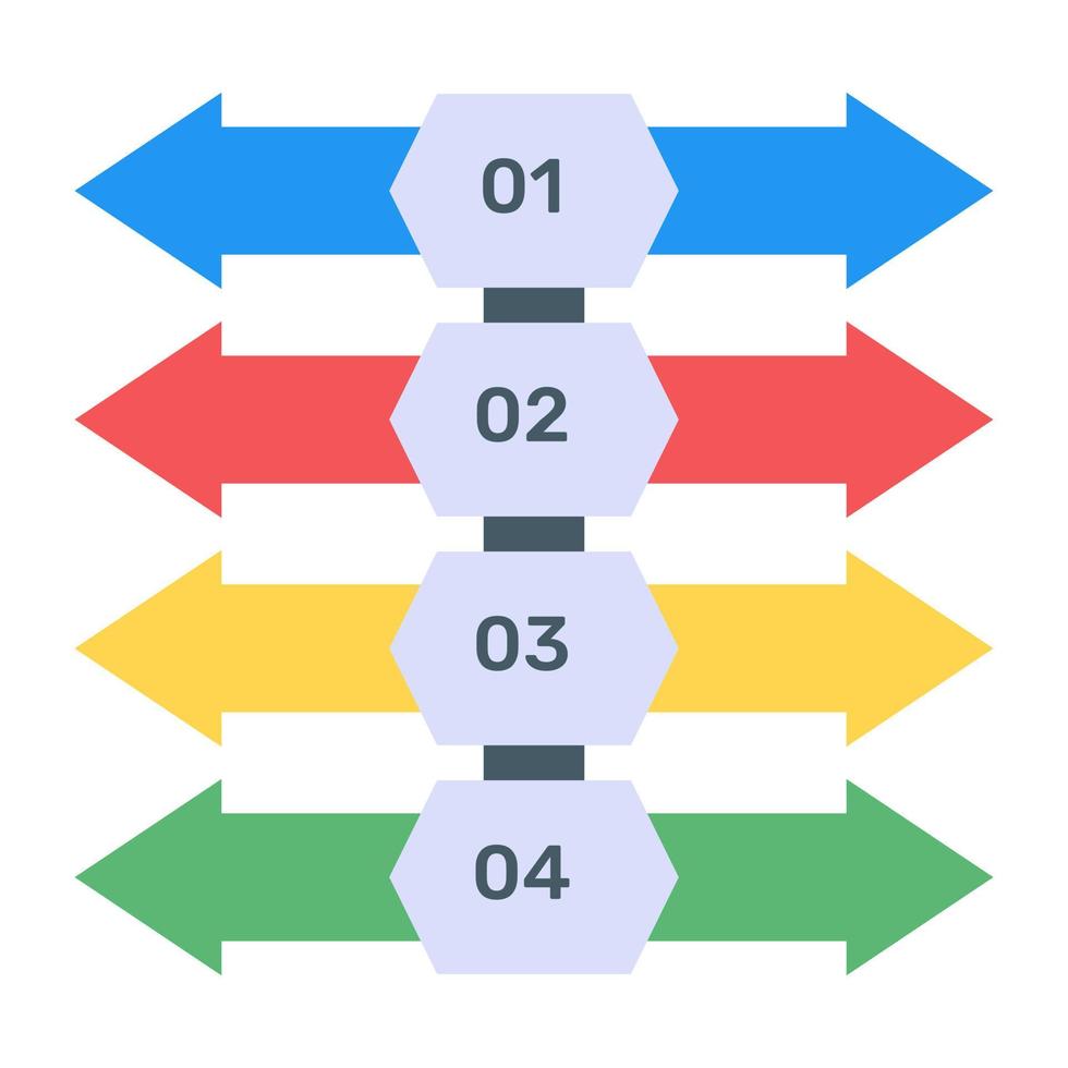 representación de datos comerciales a través de flechas infográficas en icono plano vector