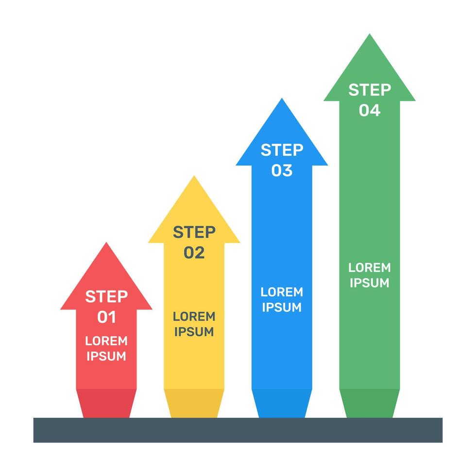 Business data representation through arrows infographic in flat icon vector