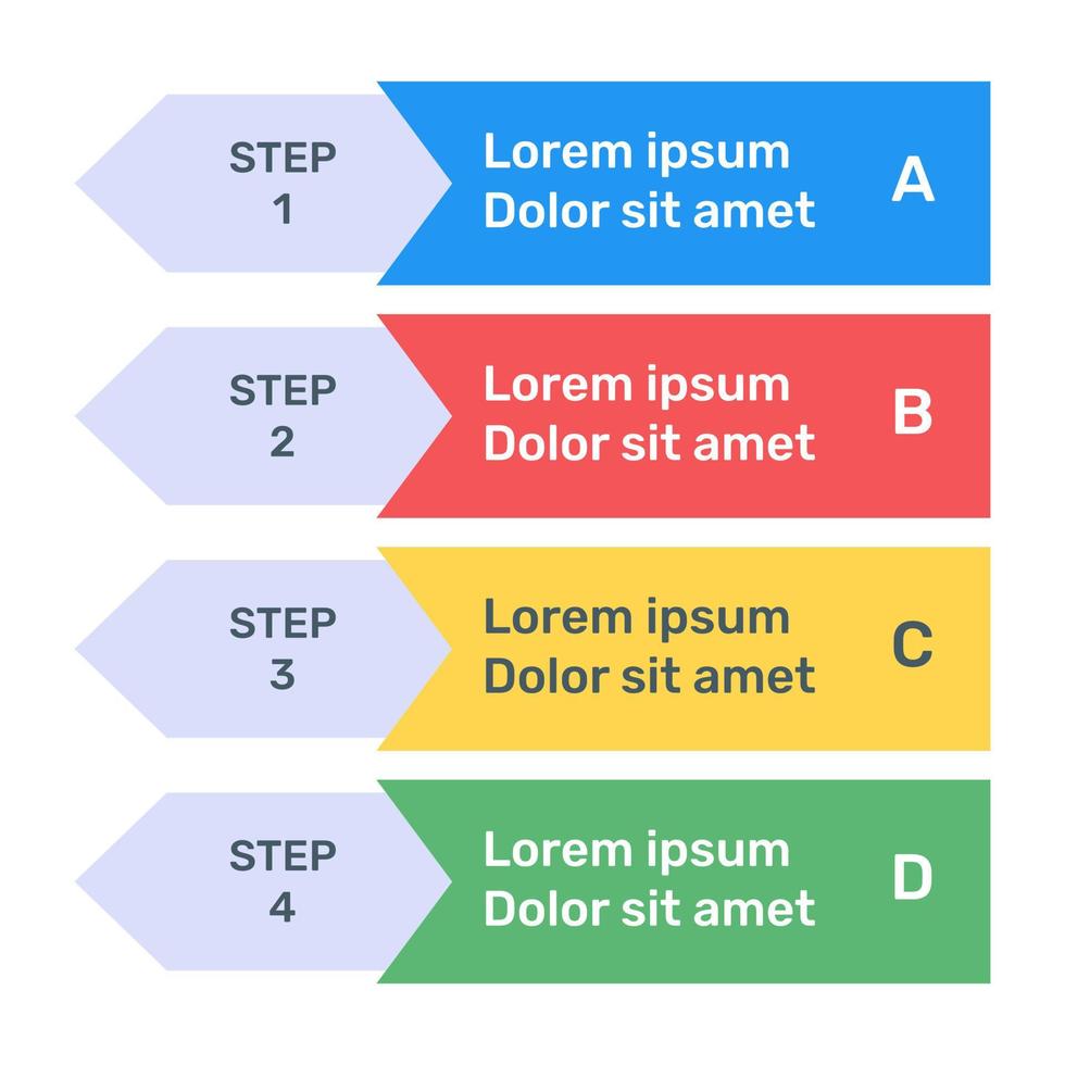 icono de infografía de etiquetas de paso en diseño plano vector