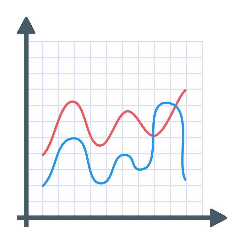 un icono plano de gráfico de líneas vector