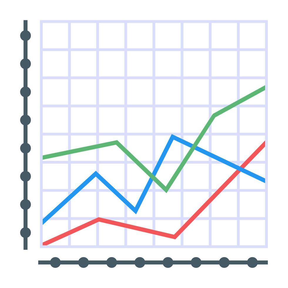 un icono plano de gráfico de líneas vector