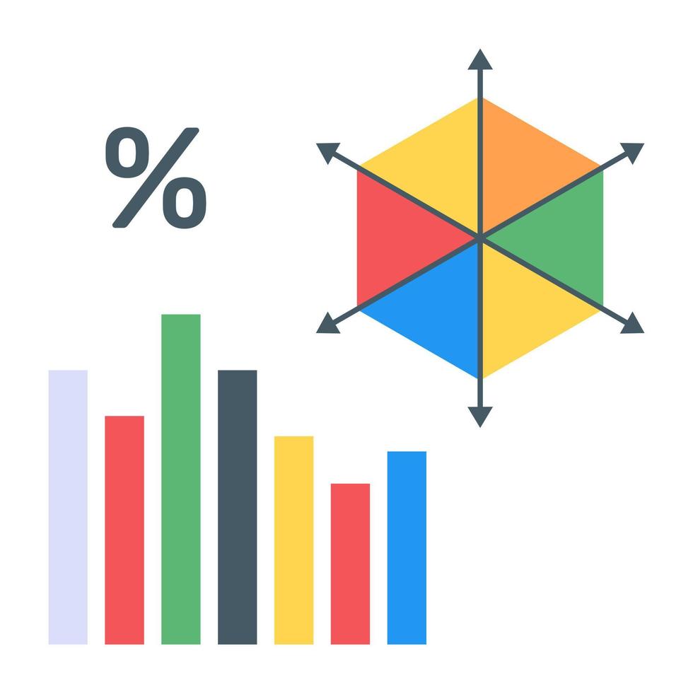 diseño de icono plano de gráfico de barras vector