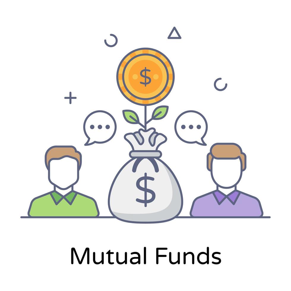 Conceptual flat outline design of mutual funds vector