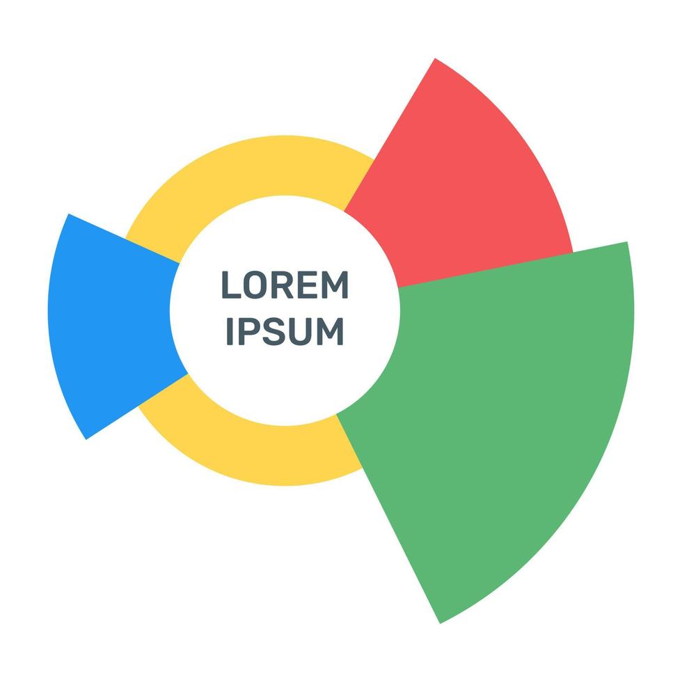 una infografía moderna que muestra un gráfico circular múltiple en un icono plano vector