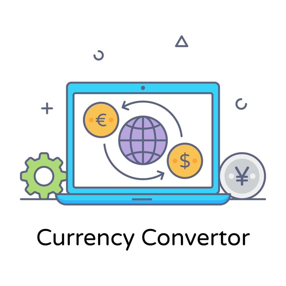 Currency convertor flt outline icon, editable vector