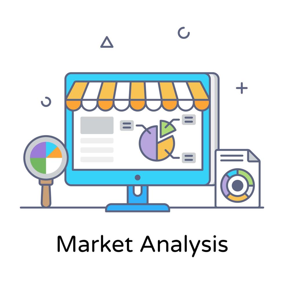 Market analysis flat outline vector, editable design vector