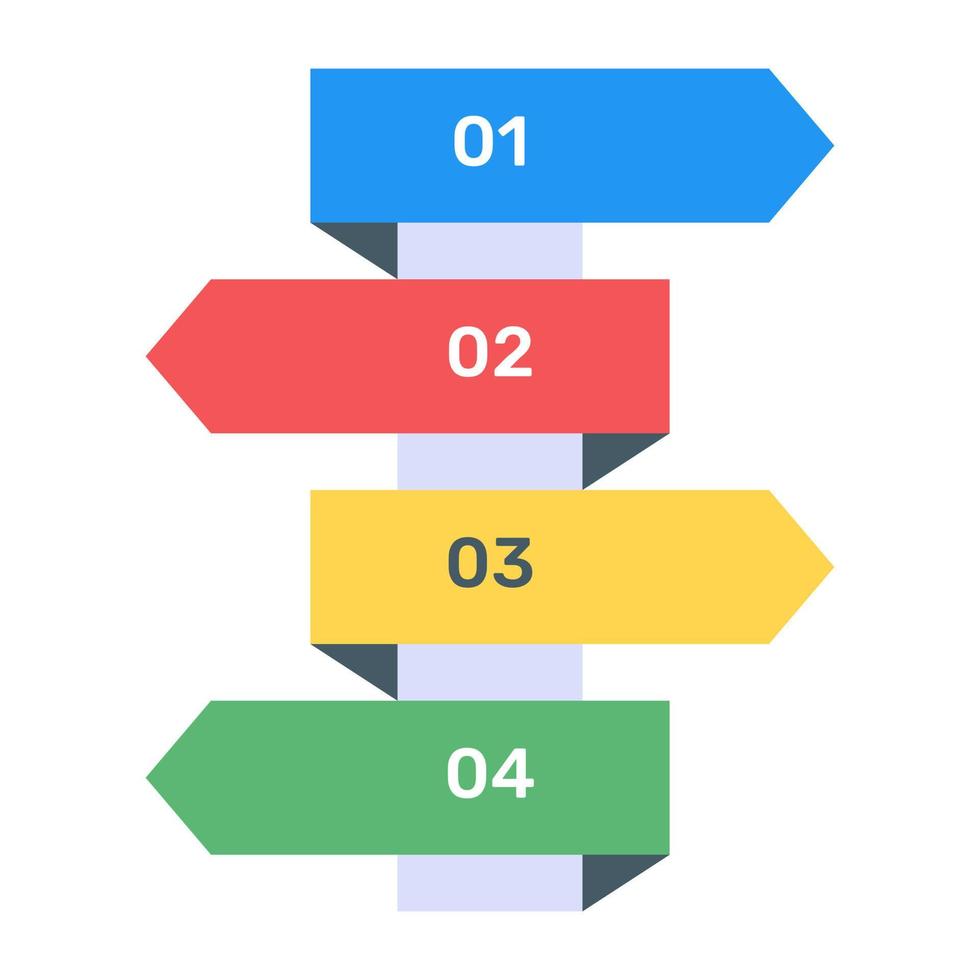 trazando en una dirección etiquetada, icono plano del diagrama de información vector