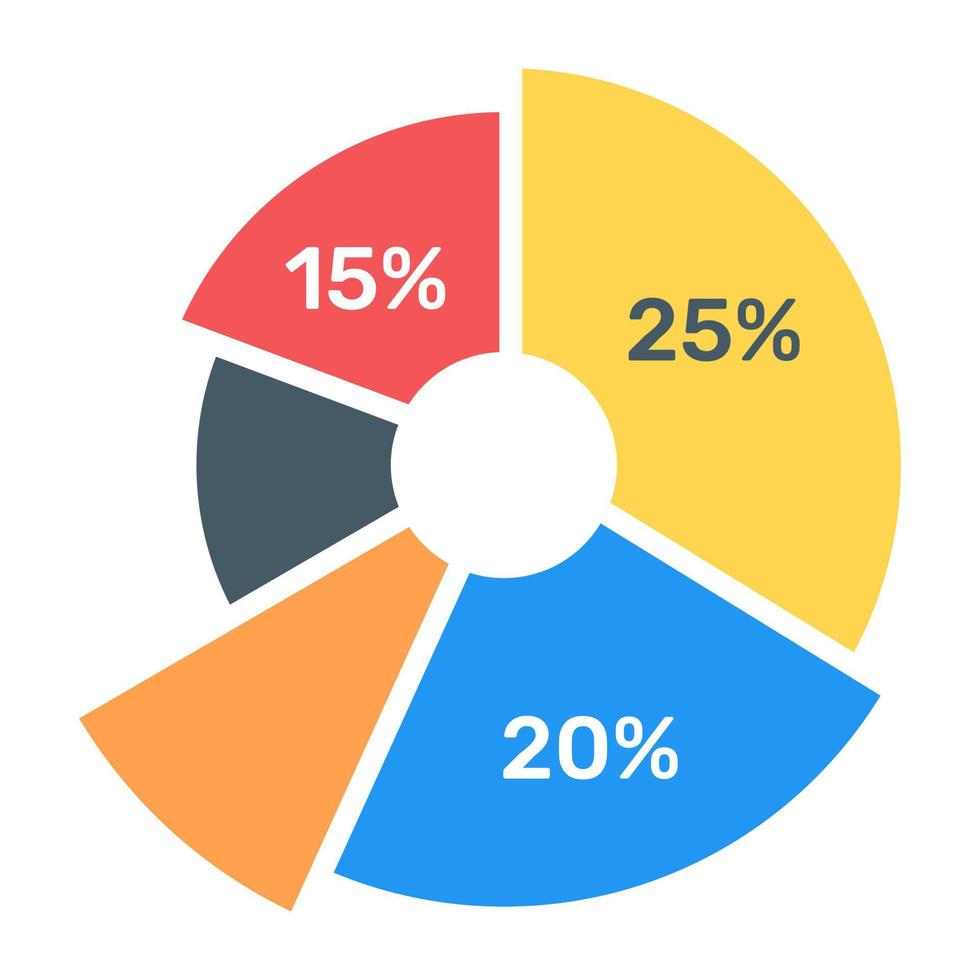A modern infographic showing multi pie chart in flat icon vector