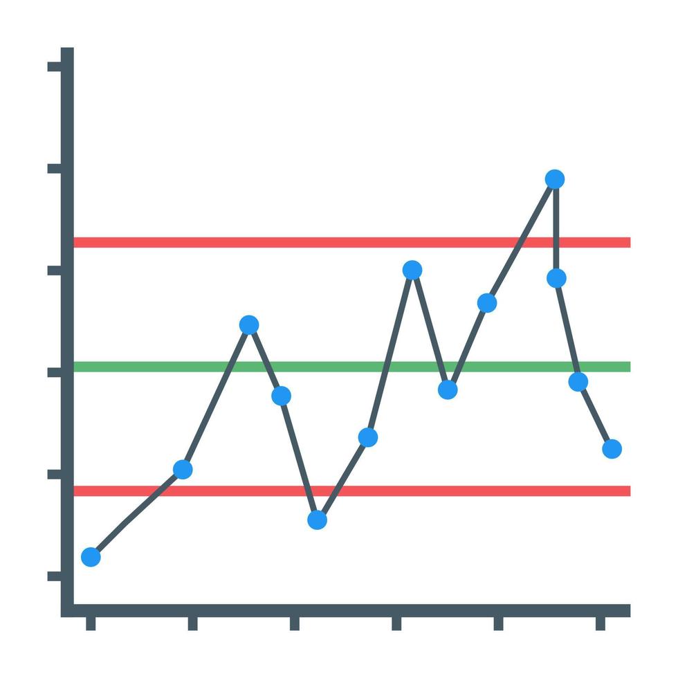 icono plano de gráfico de líneas, concepto de informe financiero vector