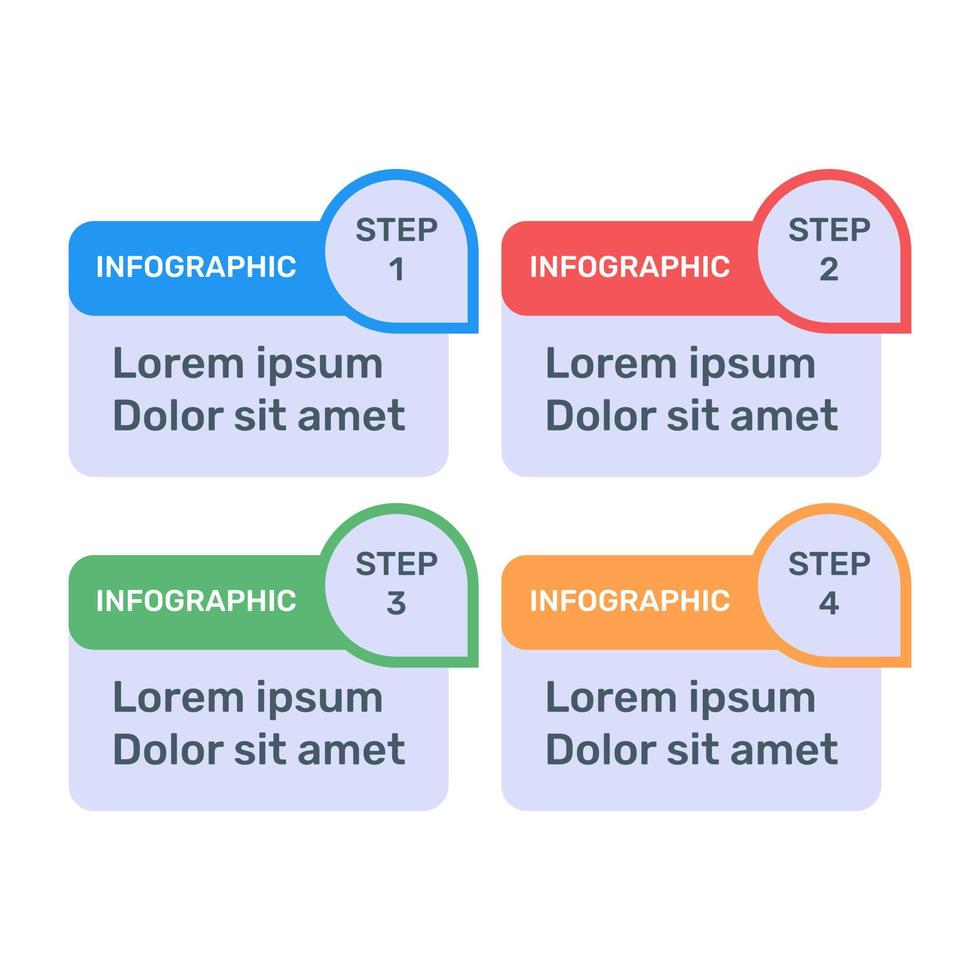 icono de infografía de etiquetas de paso en diseño plano vector