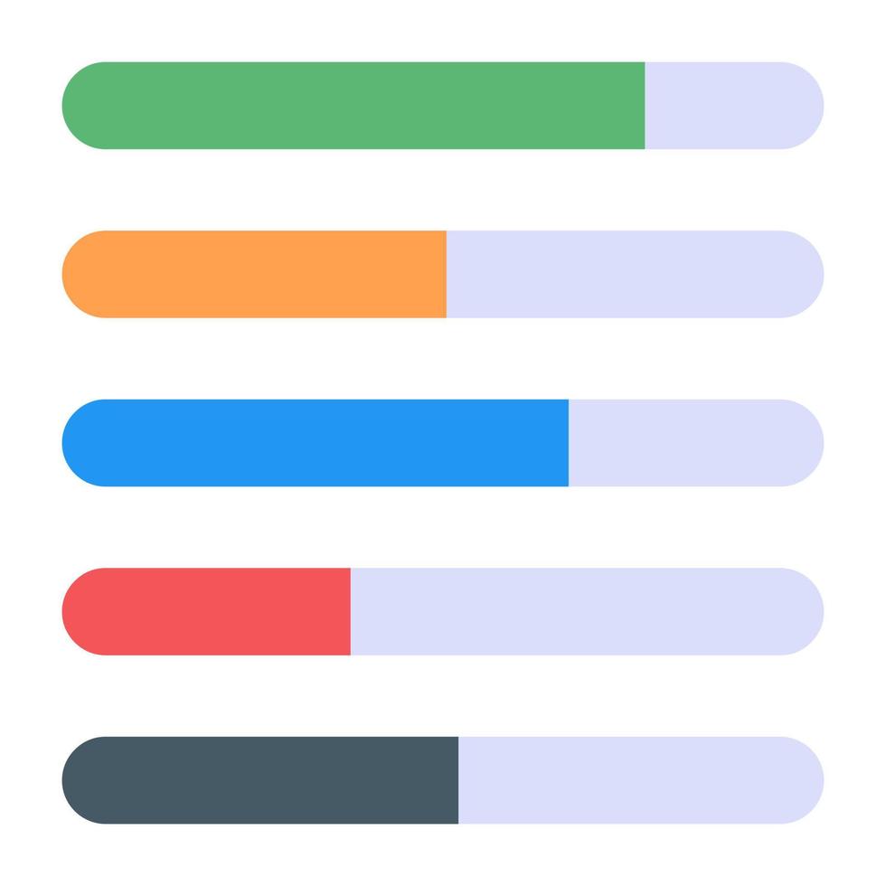 Horizontal bar chart flat icon design vector