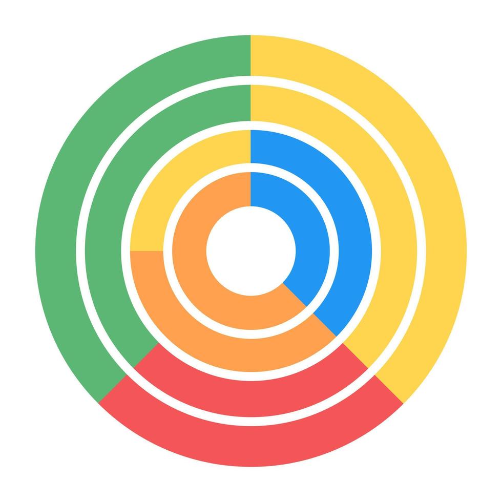 Sunburst graph icon, flat editable design vector
