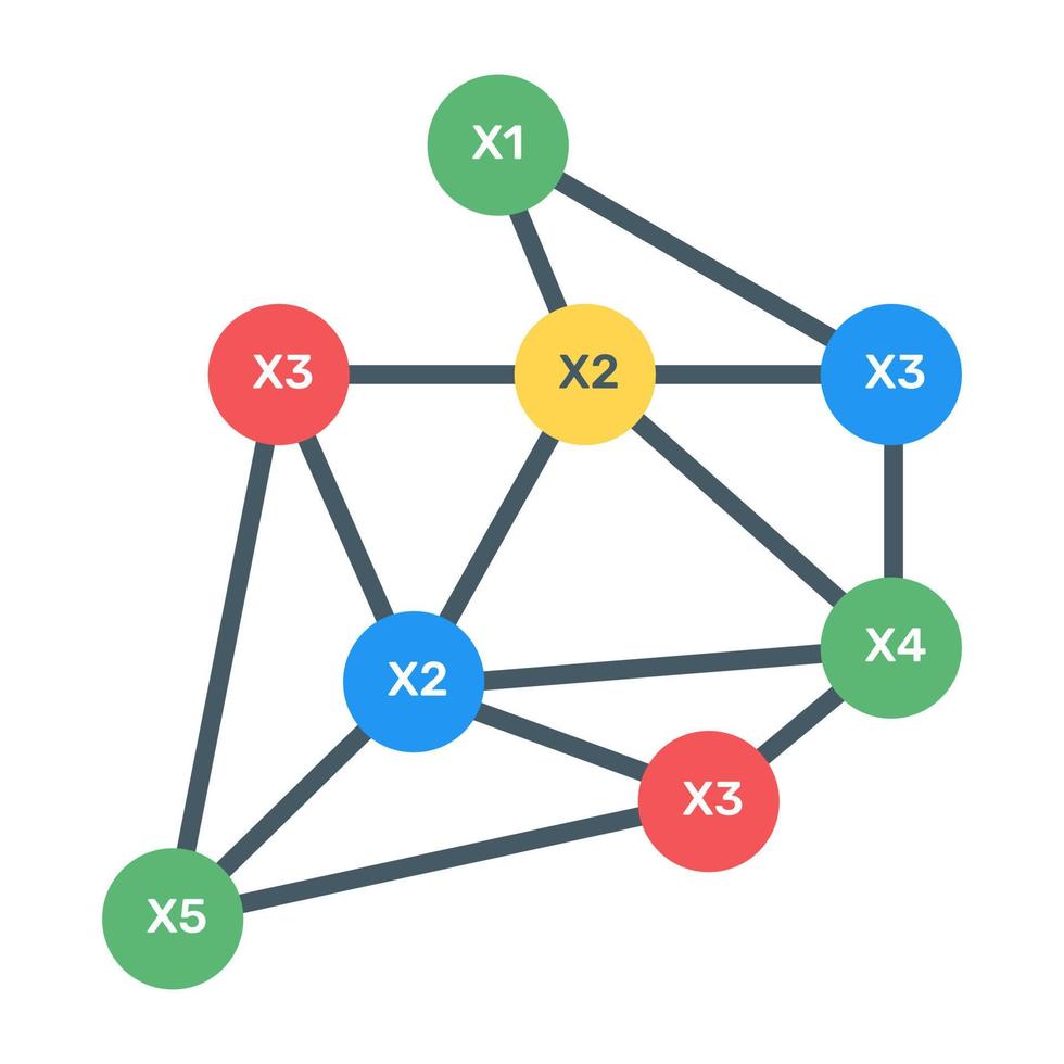 A binary tree diagram icon in flat design vector