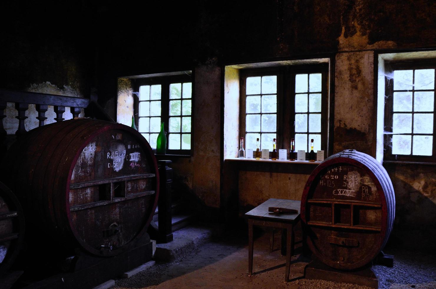 old barrels and bottles photo