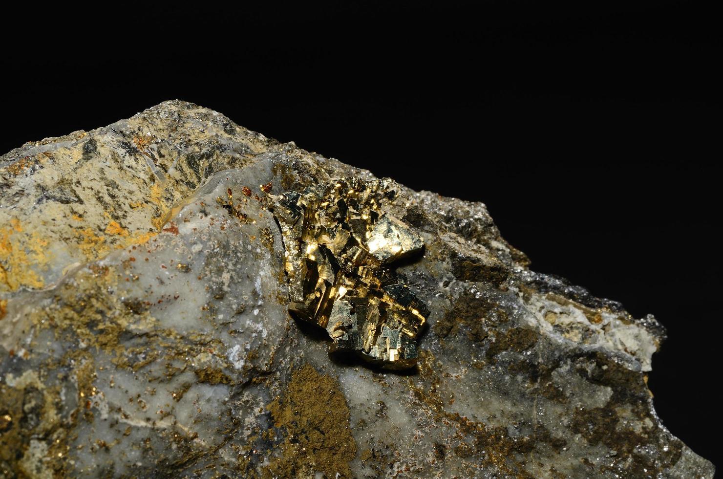 pyrite on quartz with black photo