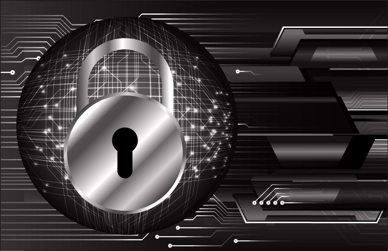 Closed Padlock on digital background, cyber security vector