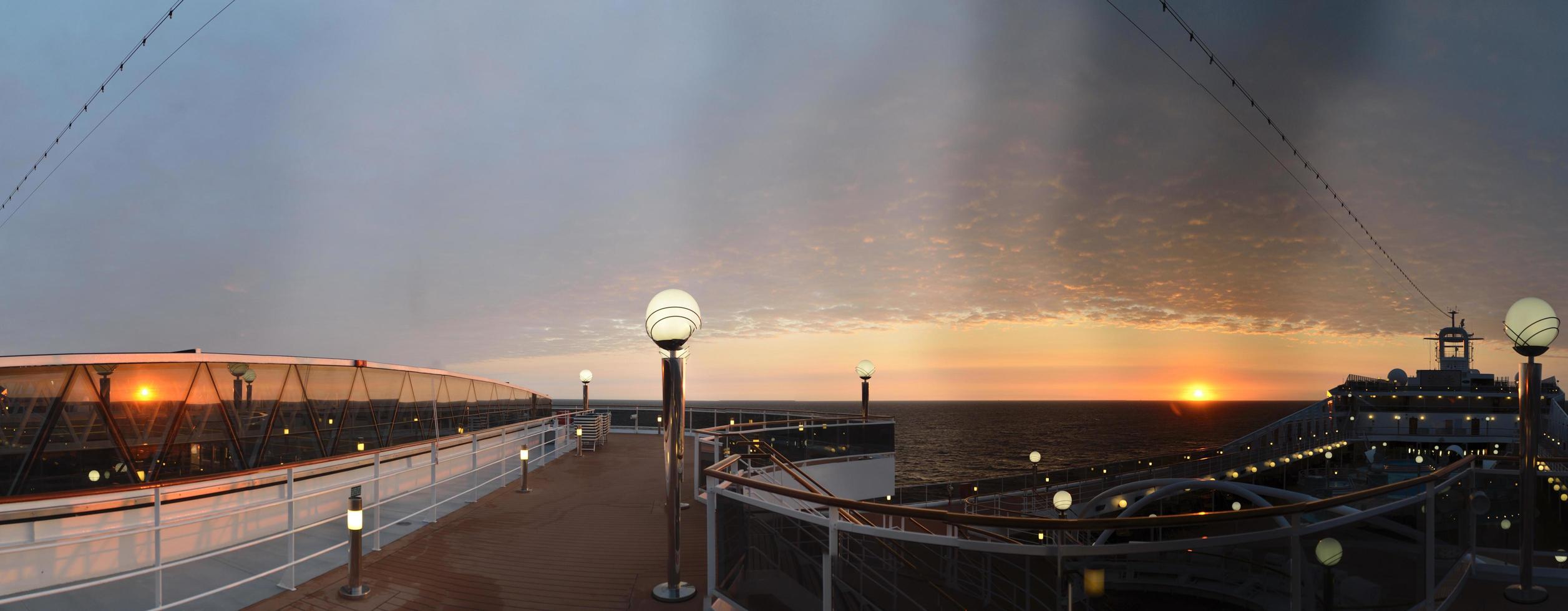 ssunrise on a ship panorama photo