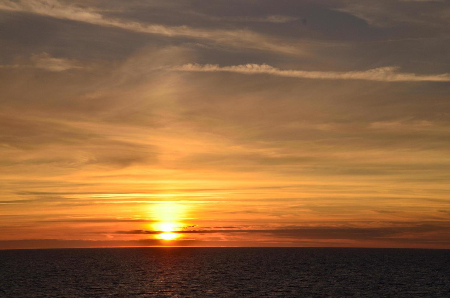 sunset and horizon at sea photo