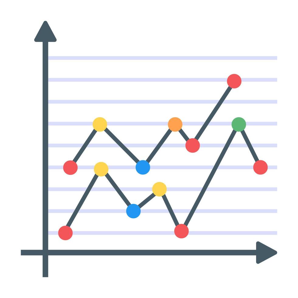 un icono plano de gráfico de líneas vector