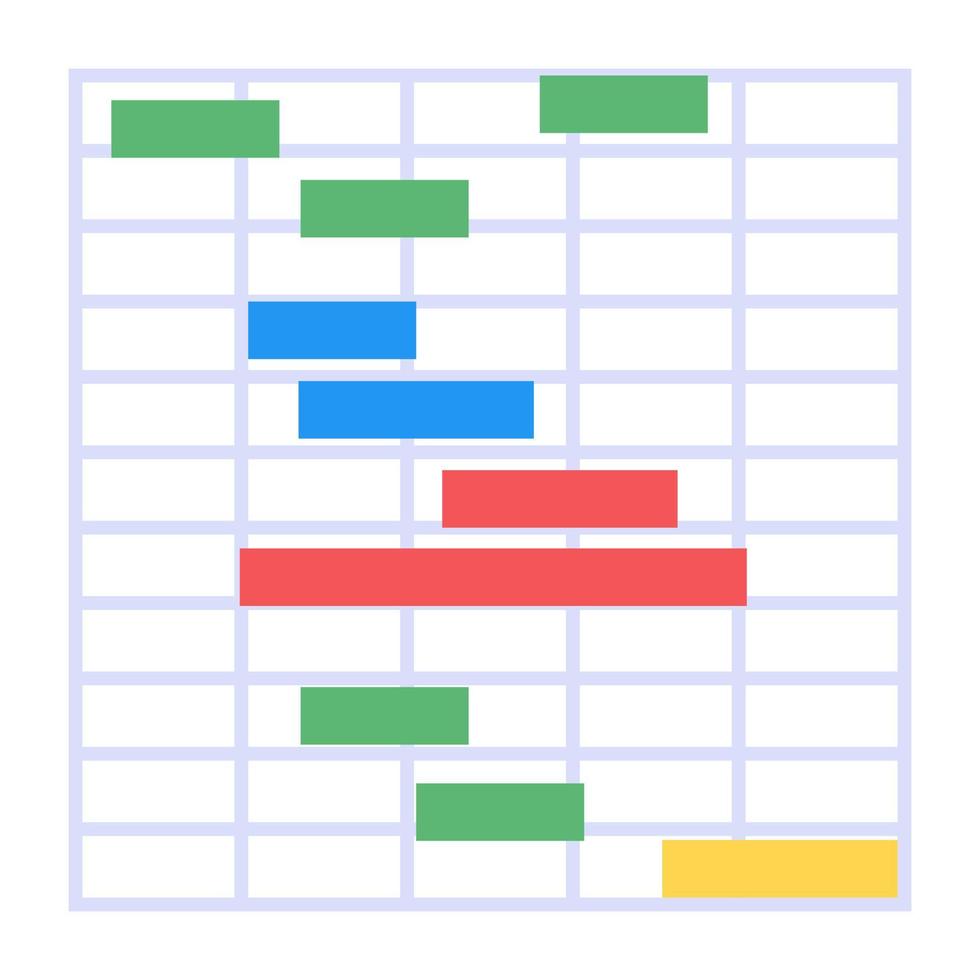 un icono de gráfico de Gantt perfecto en diseño plano vector