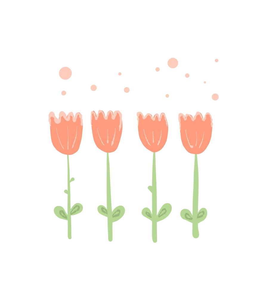 flores vectoriales dibujadas. tulipanes elementos florales vector