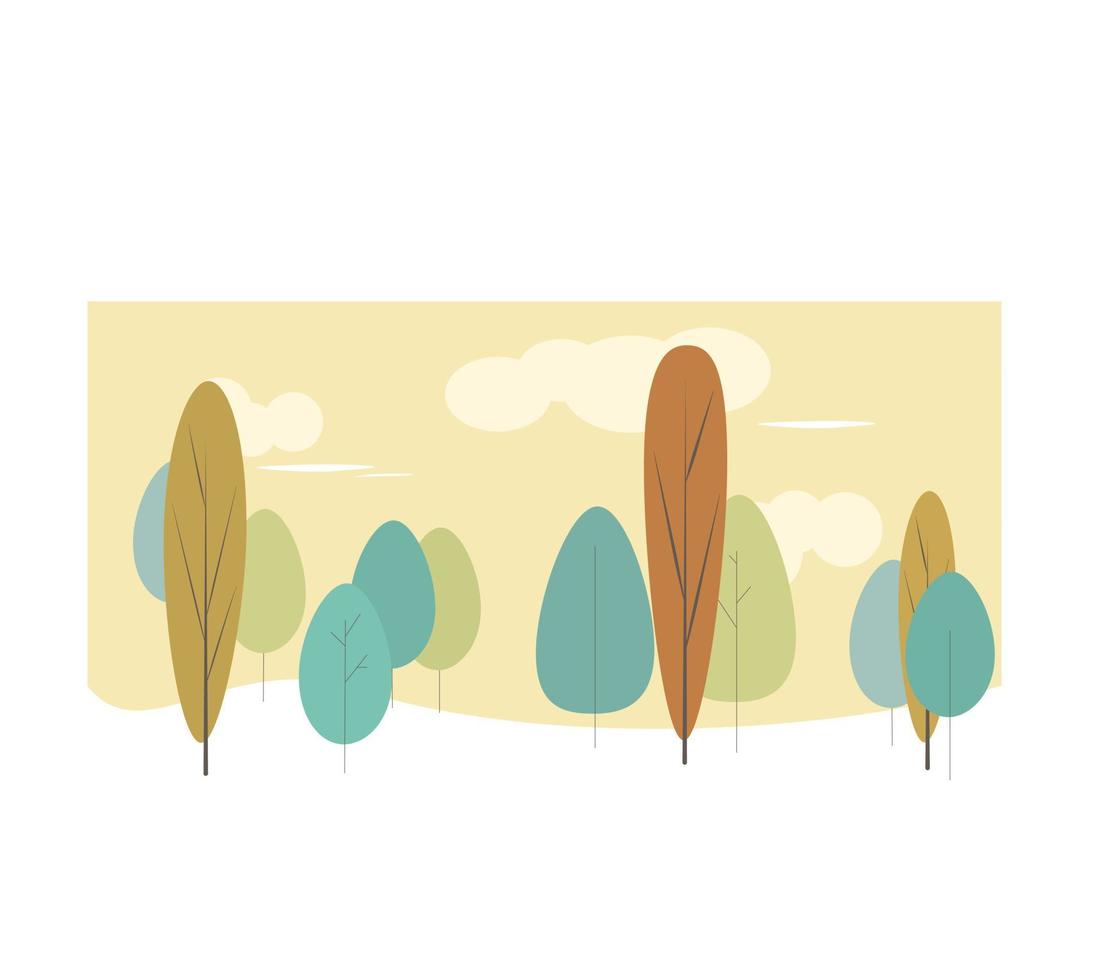 árboles simples. una hilera de árboles para el fondo. bosque vector