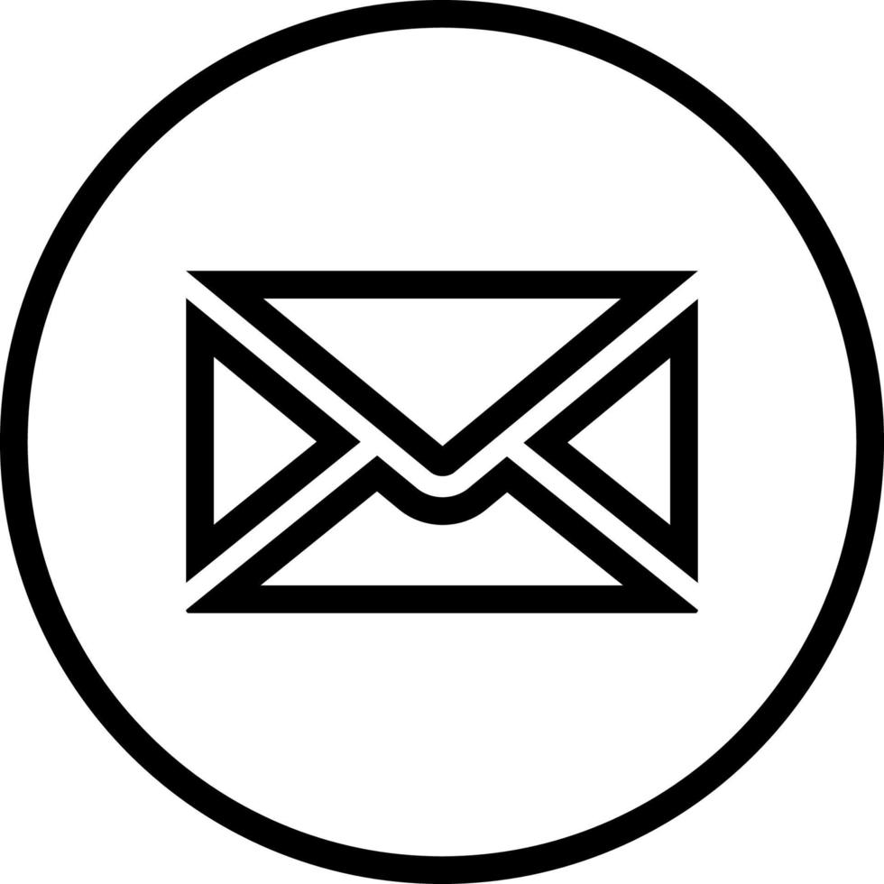 Email outline vector icon, mail envelope in circle.