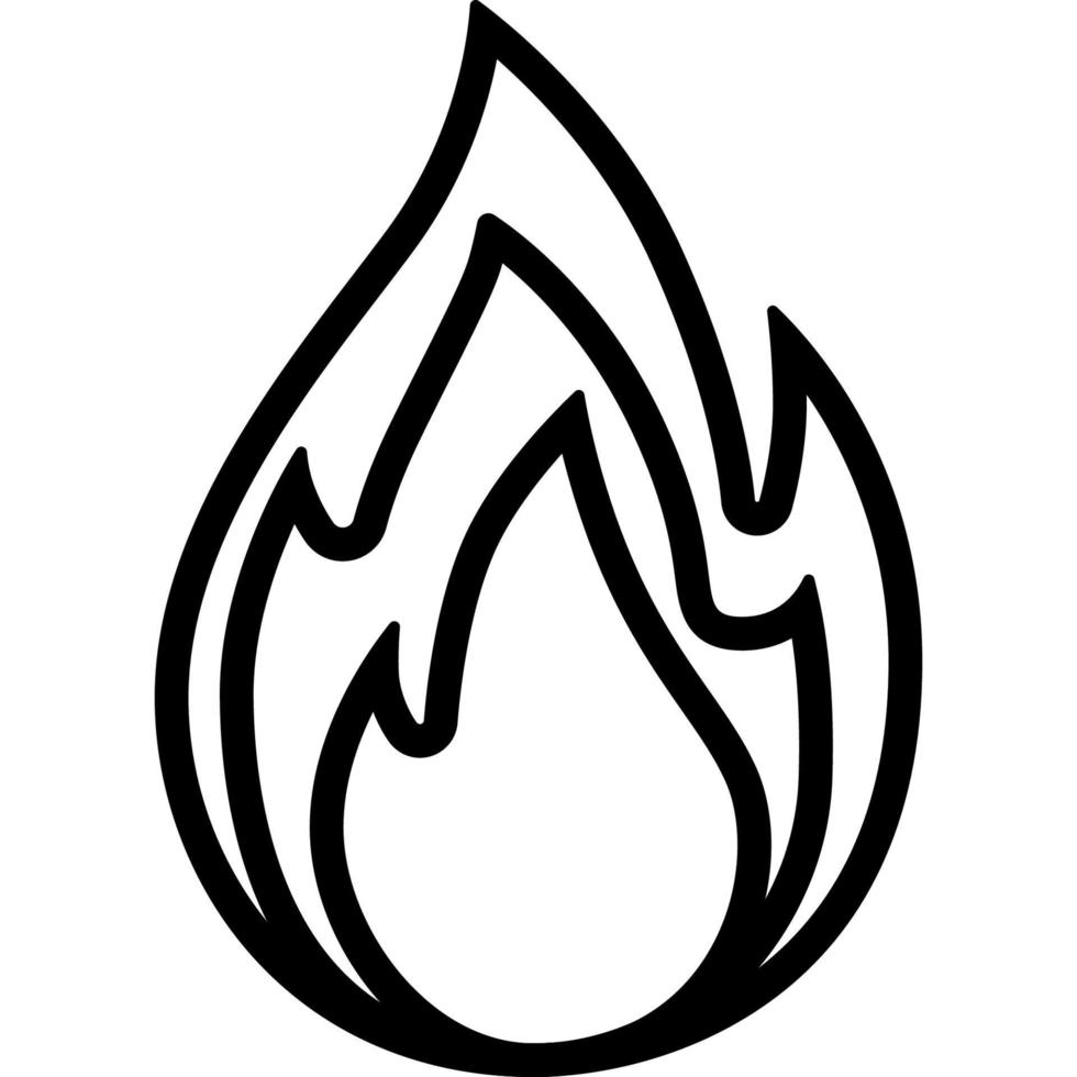 icono de vector de contorno de fuego con tres lenguas de fuego.