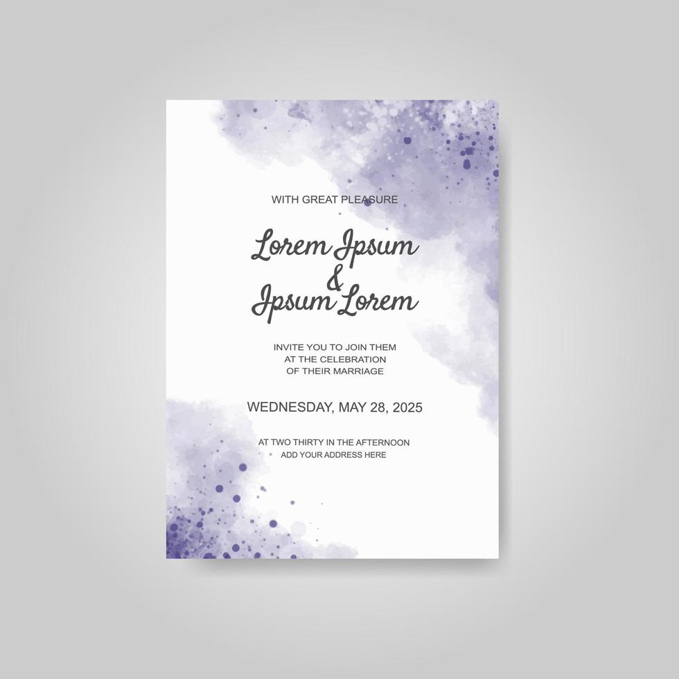 Wedding invitation with abstract watercolor background vector