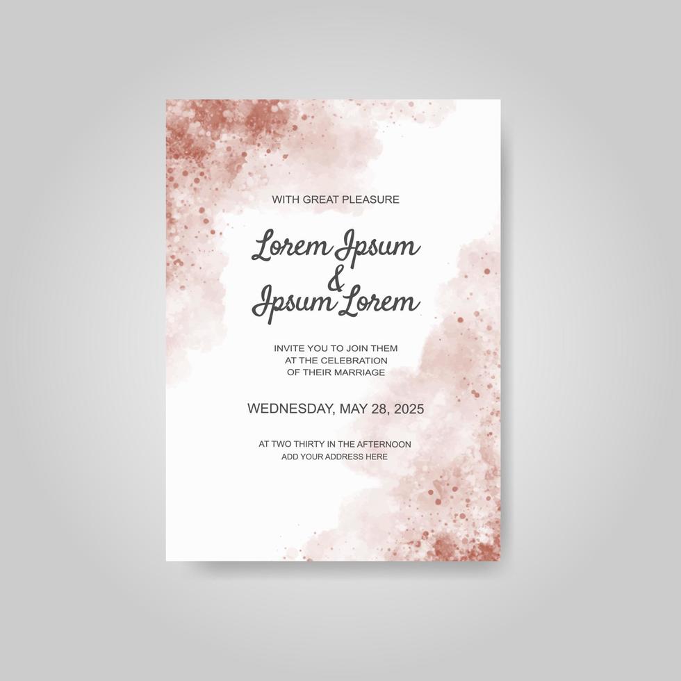 Wedding invitation with abstract watercolor background vector
